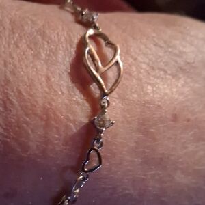 Elegant Silver Heart Bracelet Marked 925 SS
